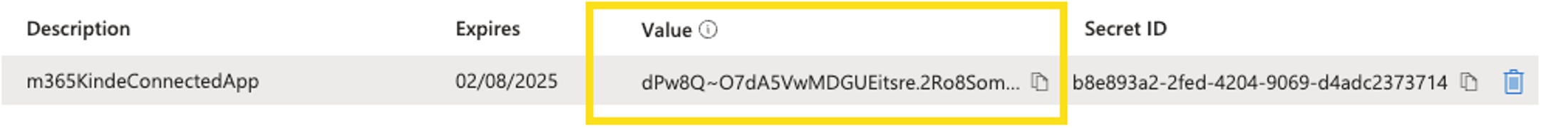 Entra app secret value not secret ID